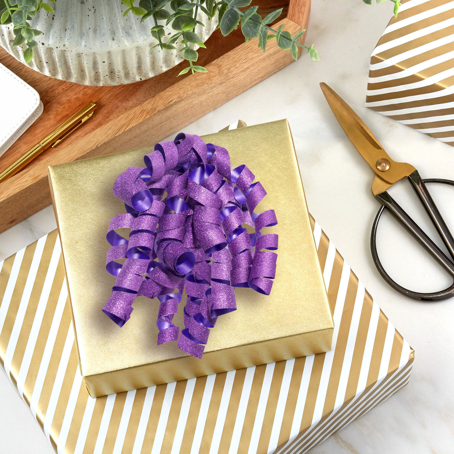 7310-6-5-sparkling-purple-curly-ribbon-gift-bow-2.jpg 6.5" Sparkling Purple Curly Ribbon Gift Bow