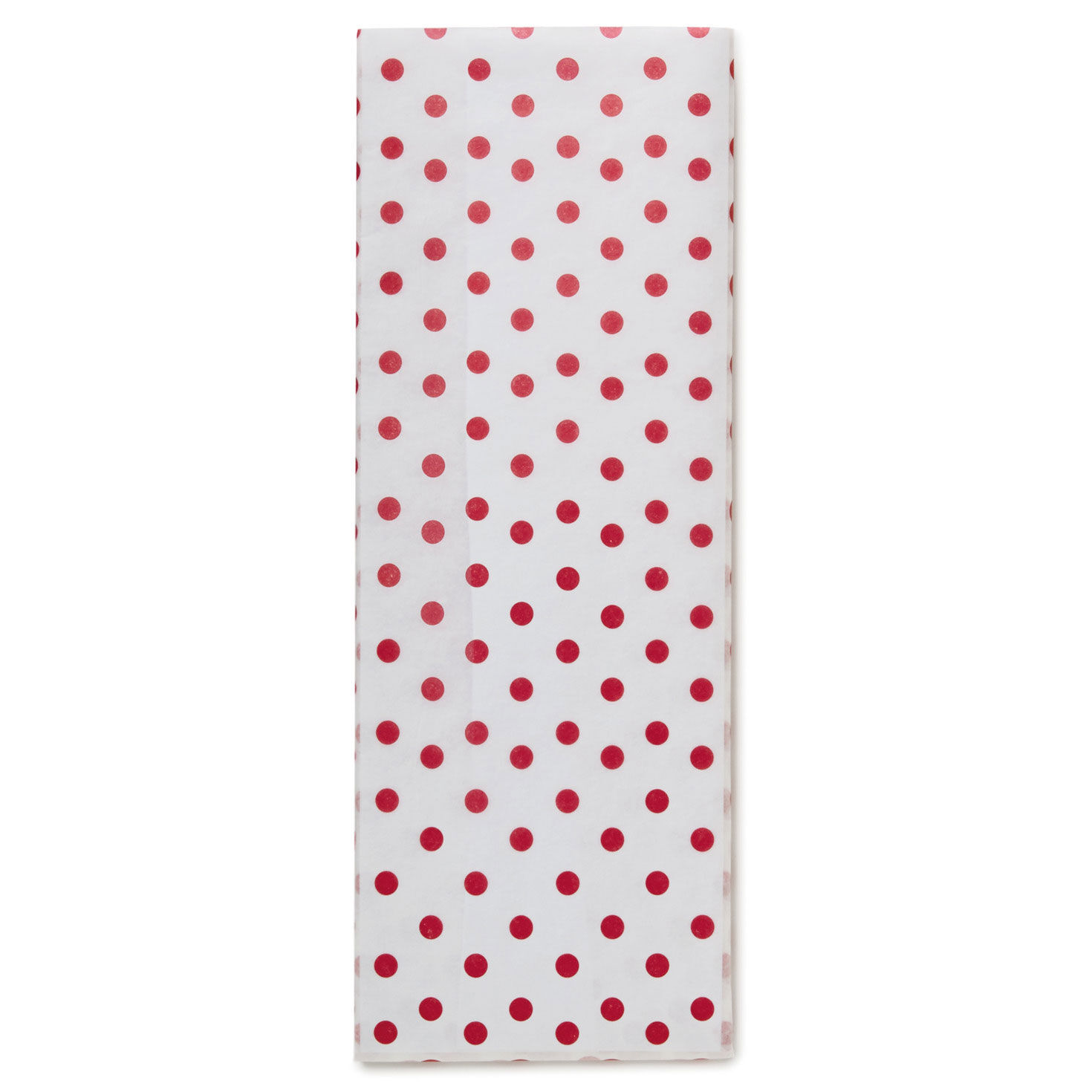 Red Polka Dots on White Tissue Paper, 6 sheets
