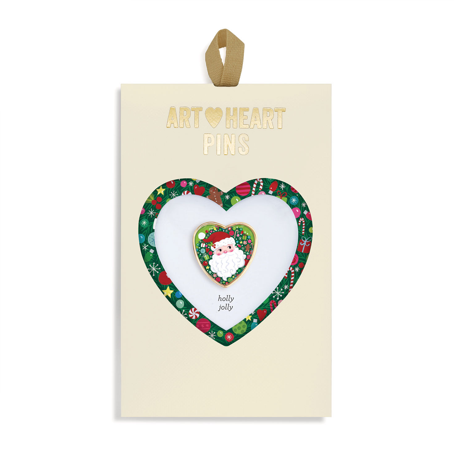Demdaco Holly Jolly Santa Art Heart Pin
