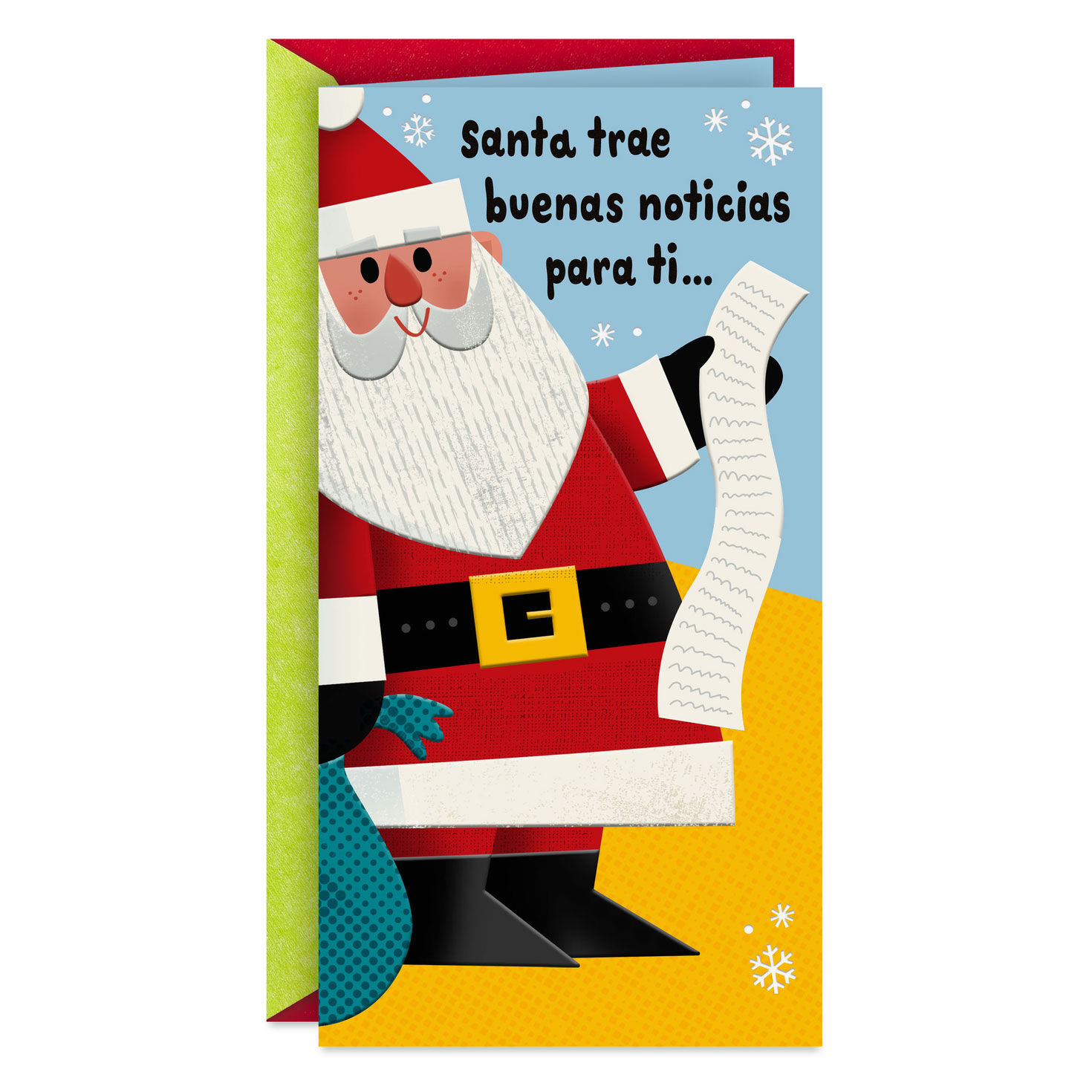 Santa Brings Good News Spanish-Language Money Holder Christmas Card