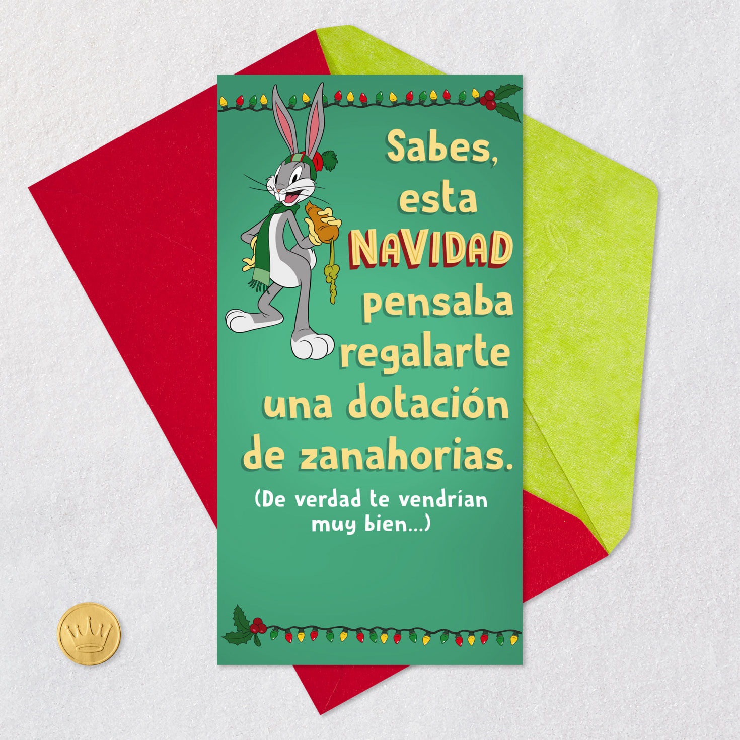 7945-looney-tunes-bugs-bunny-thought-about-giving-you-carrots-funny-spanish-language-money-holder-christmas-card-5.jpg Looney Tunes™ Bugs Bunny Thought About Giving You Carrots Funny Spanish-Language Money Holder Christmas Card