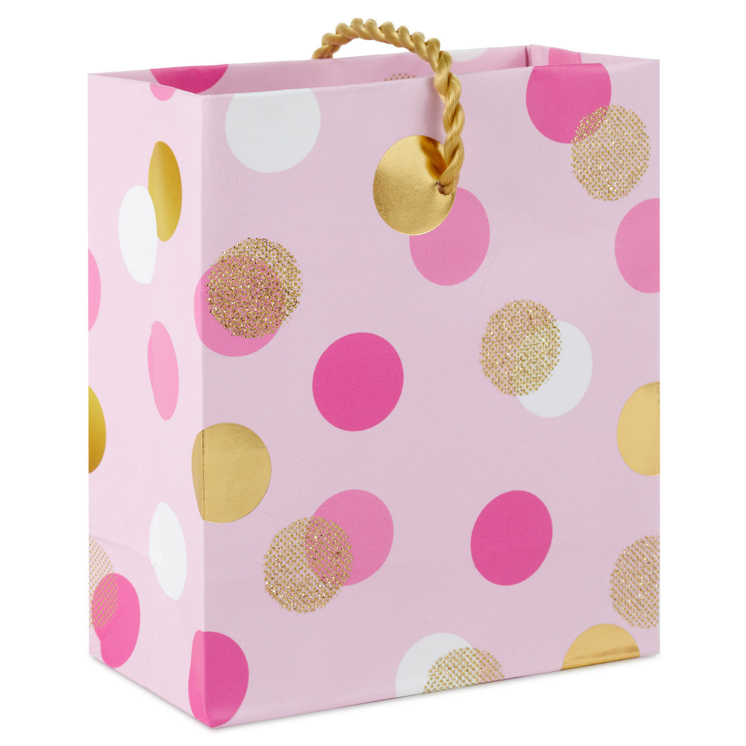 8044-4-6-pink-and-gold-dots-gift-card-holder-mini-bag-1.jpg 4.6" Pink and Gold Dots Gift Card Holder Mini Bag