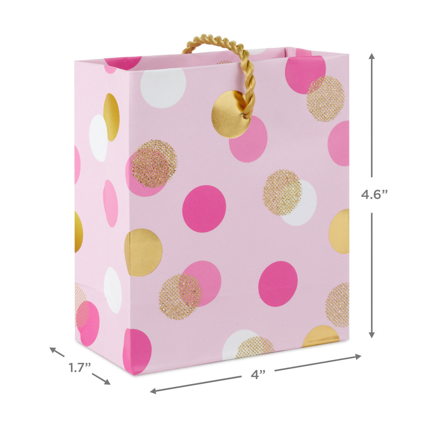 8044-4-6-pink-and-gold-dots-gift-card-holder-mini-bag-3.jpg 4.6" Pink and Gold Dots Gift Card Holder Mini Bag