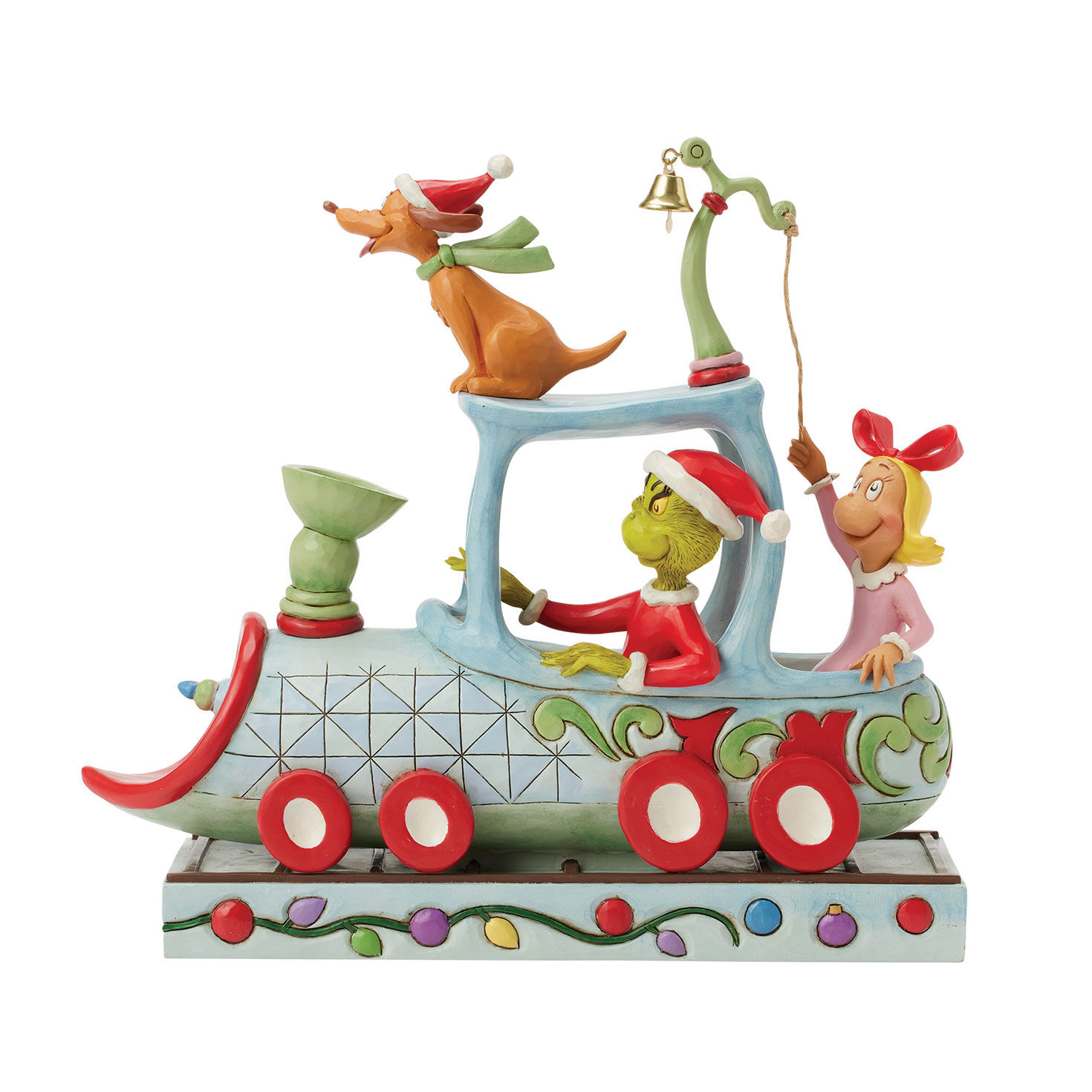 Jim Shore Grinch, Max and Cindy Lou on Train Figurine, 9.1"