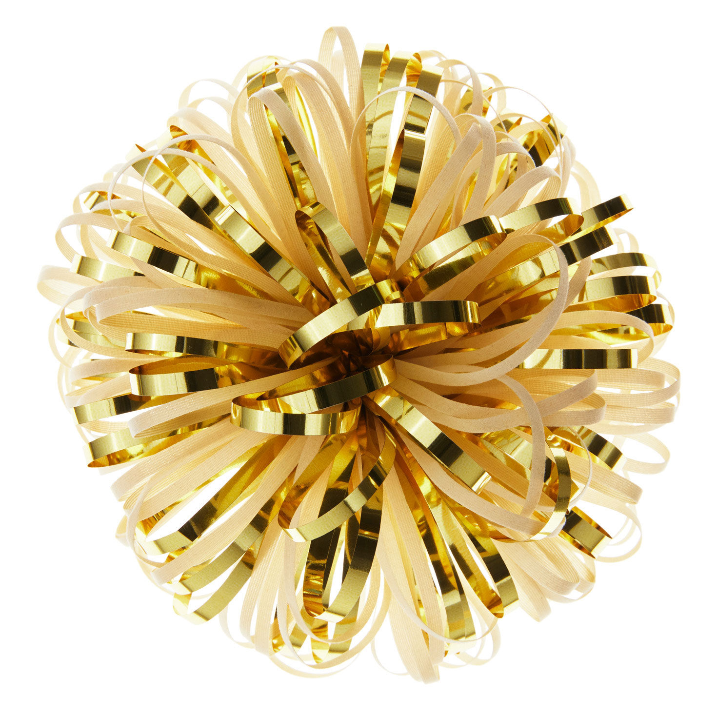 8512-5-ivory-and-gold-metallic-pom-pom-gift-bow-1.jpg 5" Ivory and Gold Metallic Pom-Pom Gift Bow