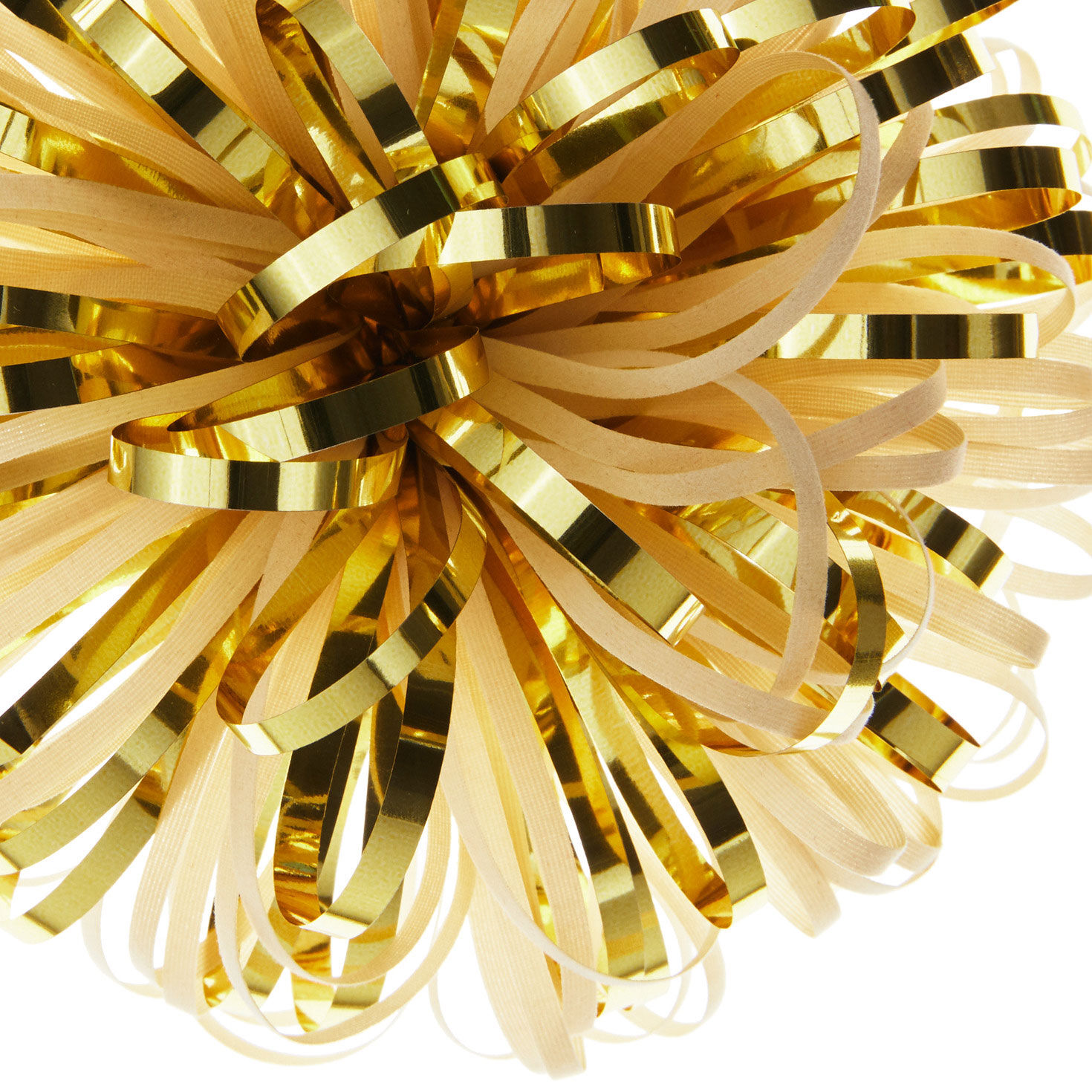 8512-5-ivory-and-gold-metallic-pom-pom-gift-bow-3.jpg 5" Ivory and Gold Metallic Pom-Pom Gift Bow