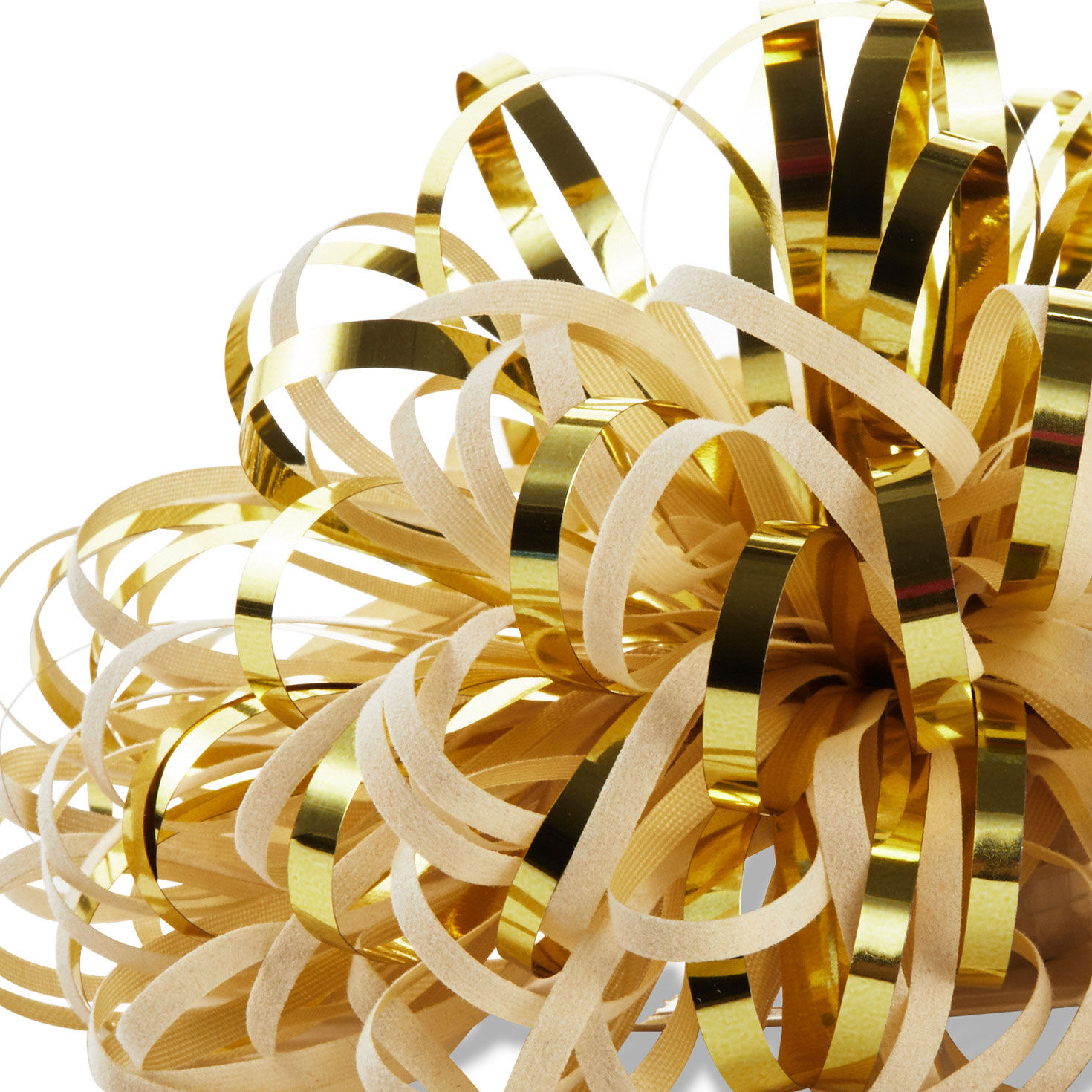 8512-5-ivory-and-gold-metallic-pom-pom-gift-bow-4.jpg 5" Ivory and Gold Metallic Pom-Pom Gift Bow