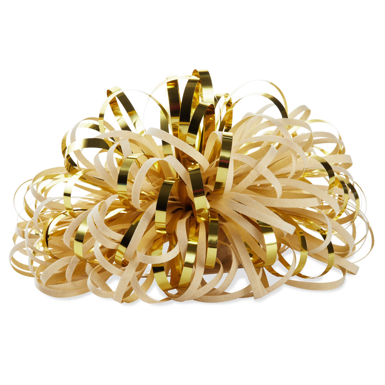 8512-5-ivory-and-gold-metallic-pom-pom-gift-bow-5.jpg 5" Ivory and Gold Metallic Pom-Pom Gift Bow