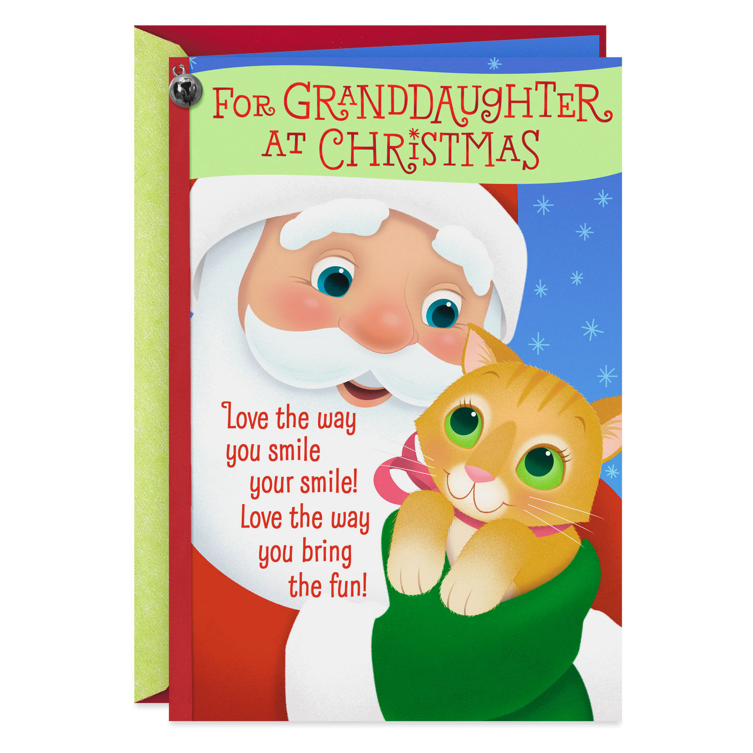8547-santa-with-kitten-christmas-card-for-granddaughter-1.jpg Santa With Kitten Christmas Card for Granddaughter