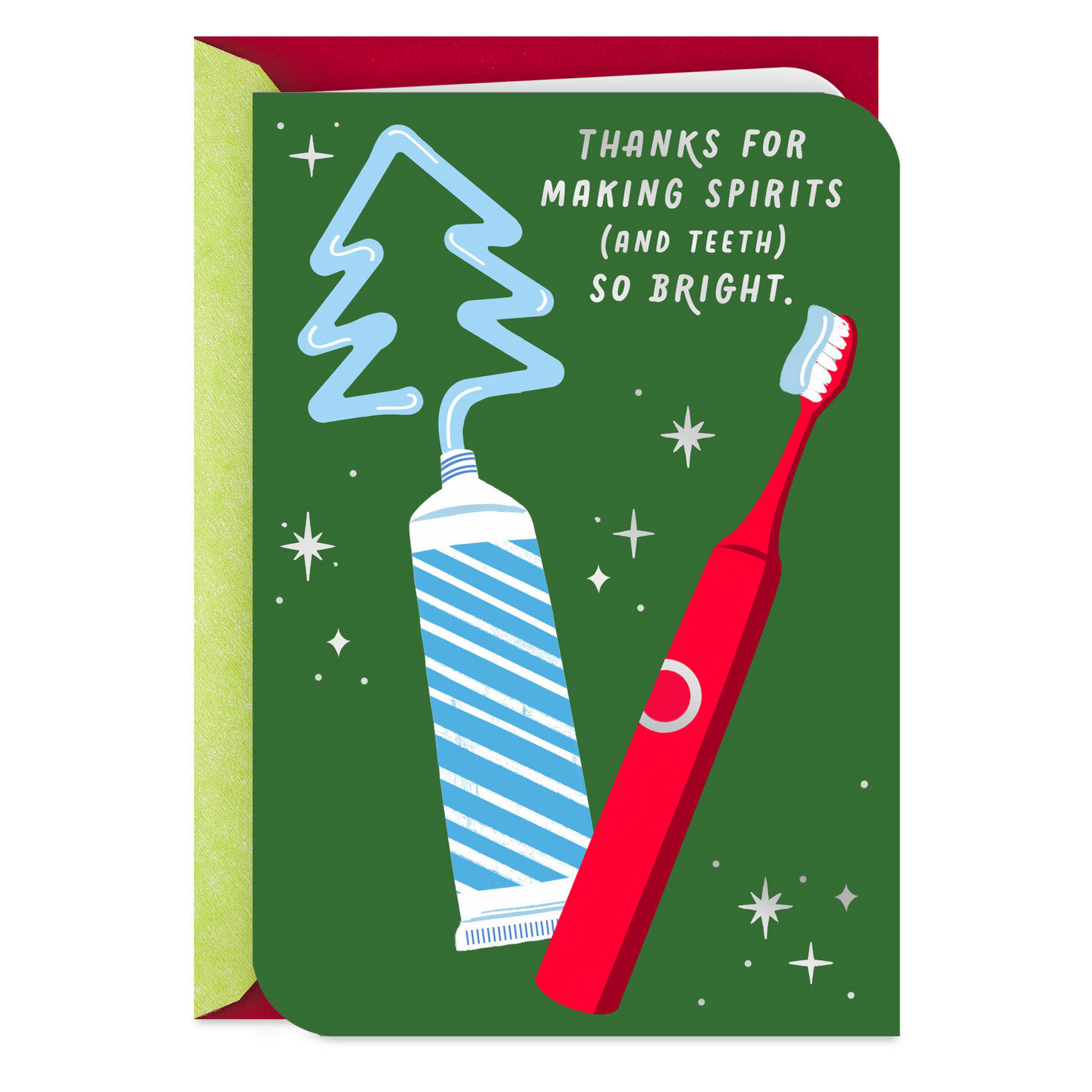 Making Spirits and Teeth So Bright Christmas Card for Dentist or Dental Hygienist