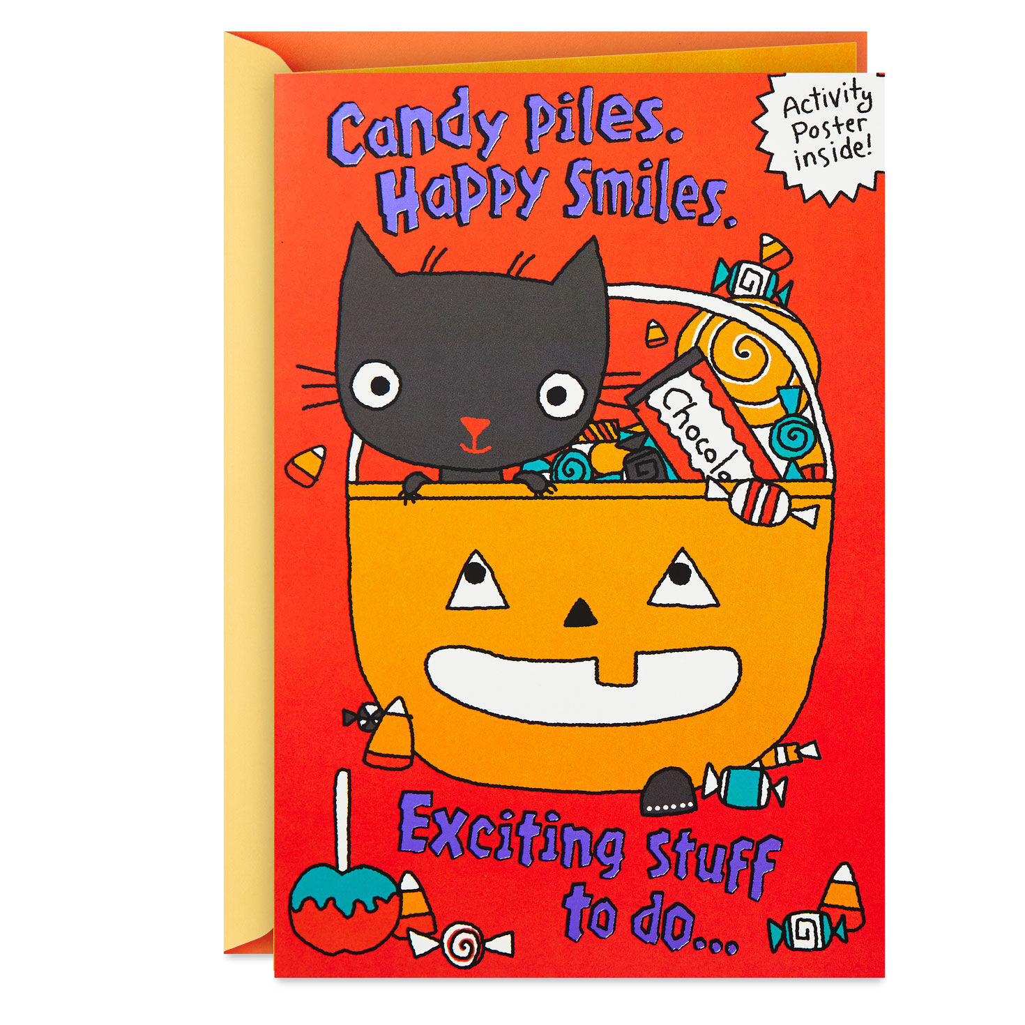 Candy Piles and Happy Smiles Halloween Card With Activity Poster