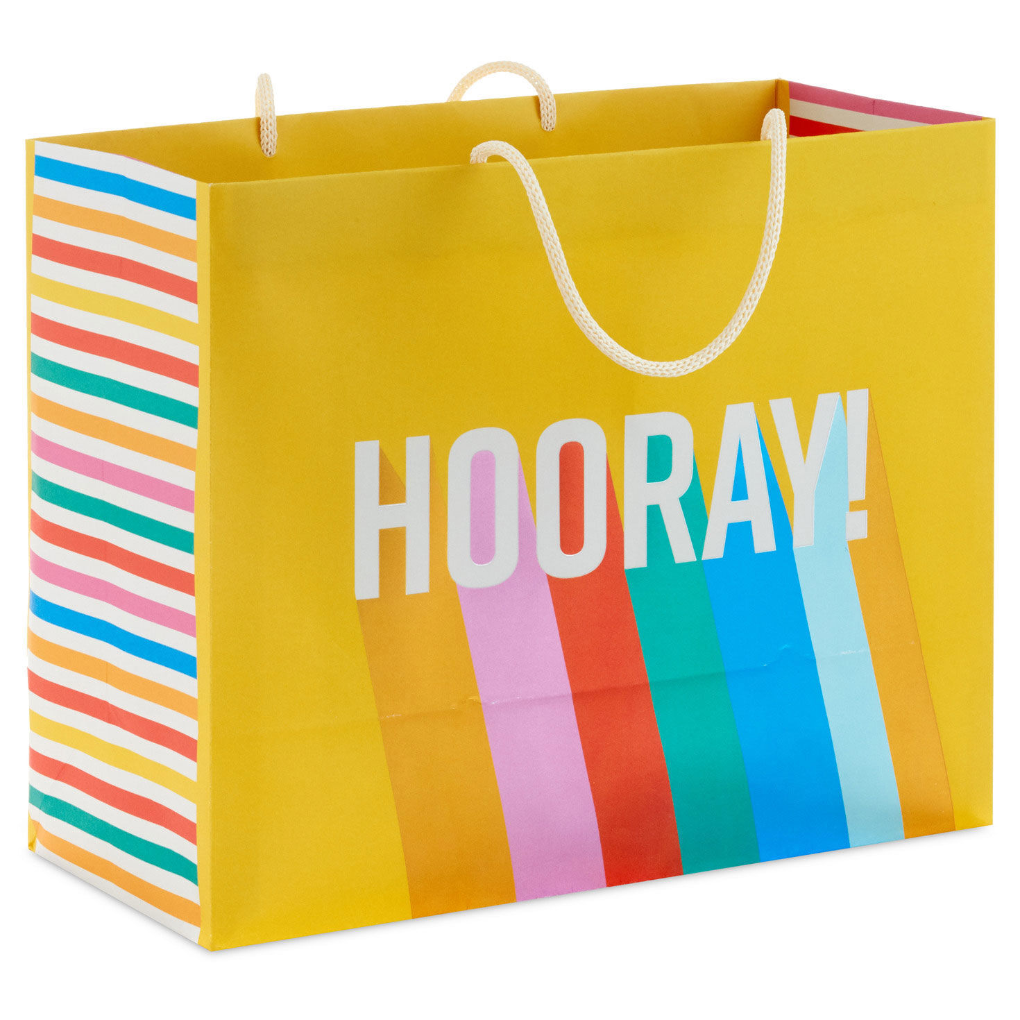 8780-7-7-hooray-on-yellow-medium-horizontal-gift-bag-1.jpg 7.7" Hooray on Yellow Medium Horizontal Gift Bag