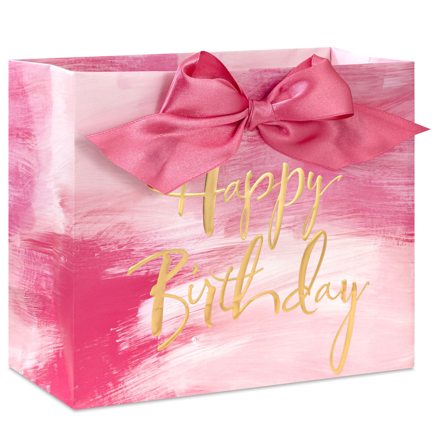 8803-7-7-pink-watercolor-medium-horizontal-birthday-gift-bag-1.jpg 7.7" Pink Watercolor Medium Horizontal Birthday Gift Bag