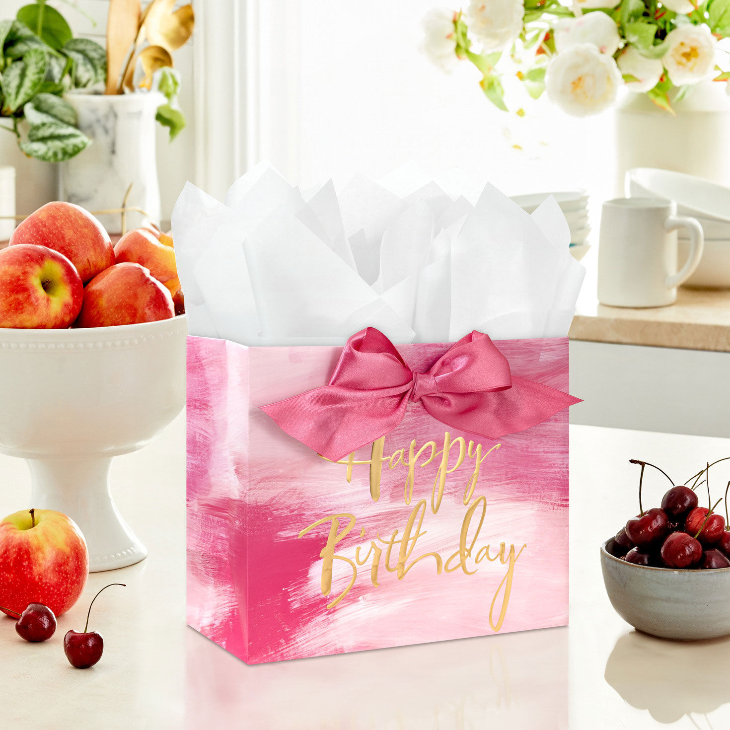 8803-7-7-pink-watercolor-medium-horizontal-birthday-gift-bag-2.jpg 7.7" Pink Watercolor Medium Horizontal Birthday Gift Bag