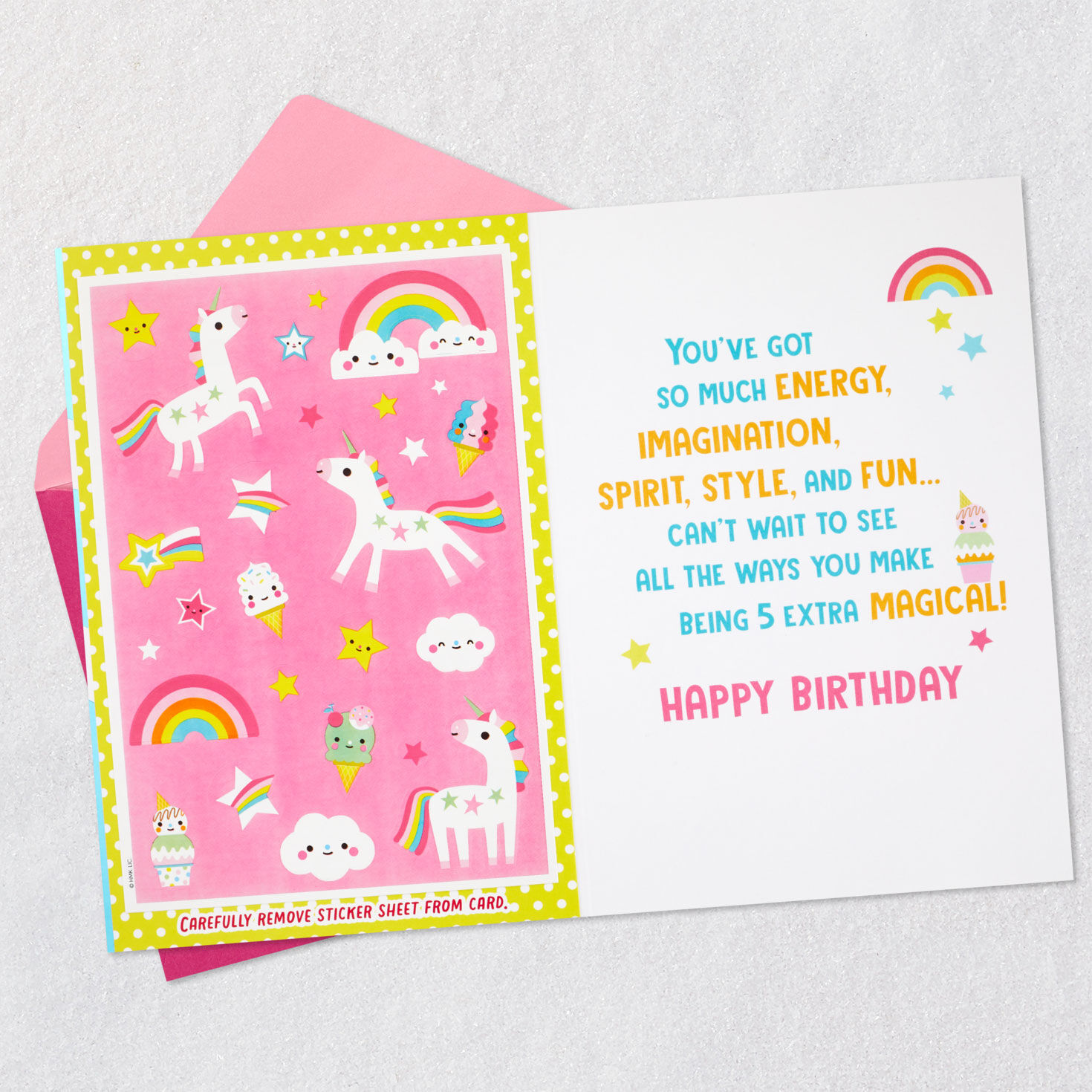 9027-magical-unicorns-5th-birthday-card-with-stickers-3.jpg Magical Unicorns 5th Birthday Card With Stickers