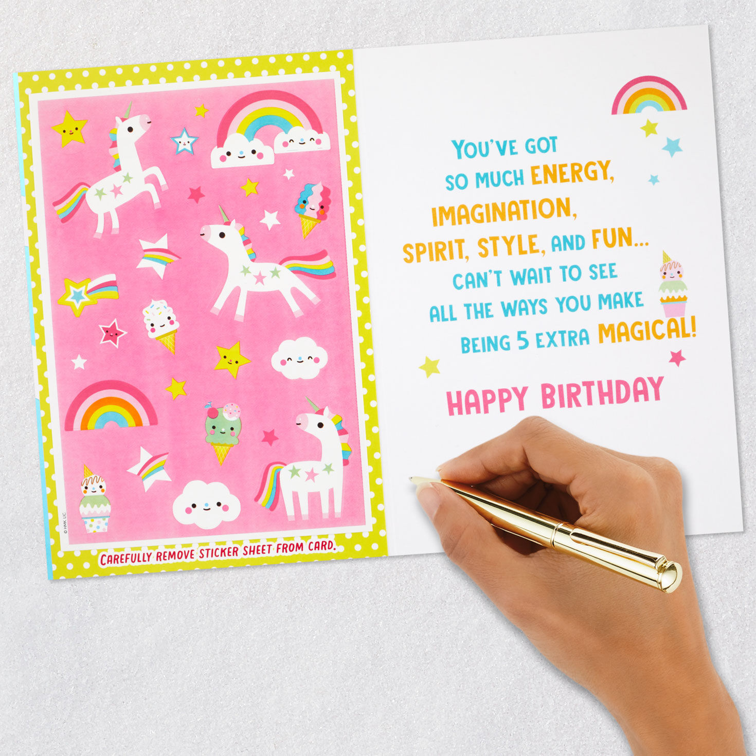 9027-magical-unicorns-5th-birthday-card-with-stickers-7.jpg Magical Unicorns 5th Birthday Card With Stickers