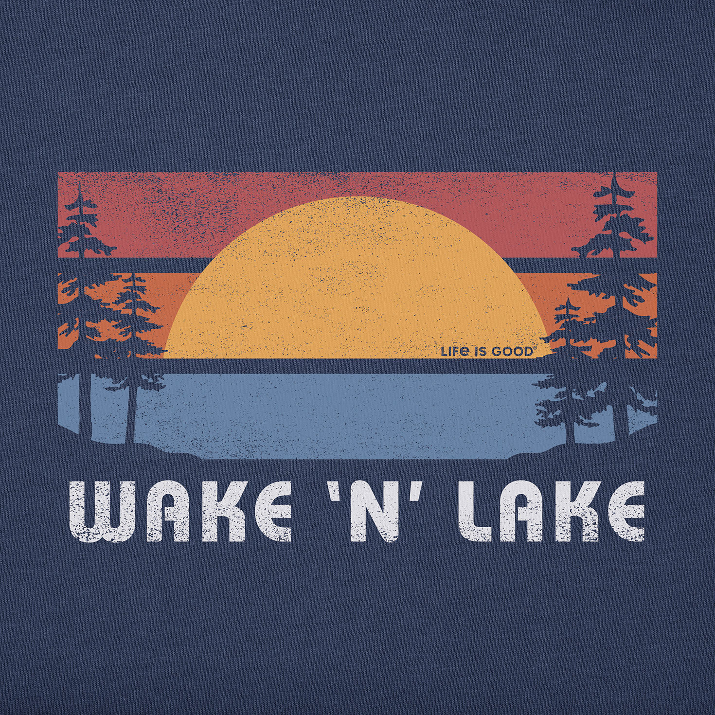 Life Is Good Men's Wake and Lake Navy Blue T-Shirt