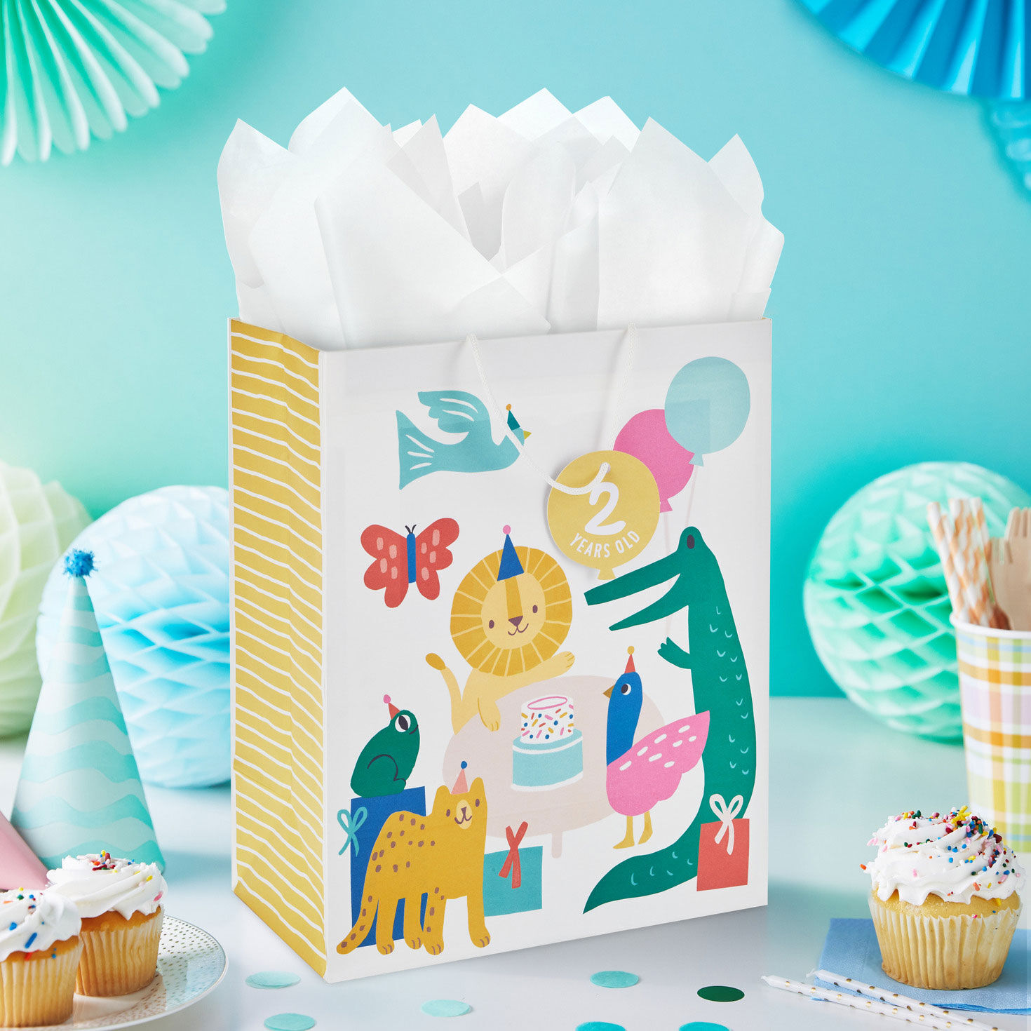 9261-13-zoo-animals-large-birthday-gift-bag-2.jpg 13" Zoo Animals Large Birthday Gift Bag