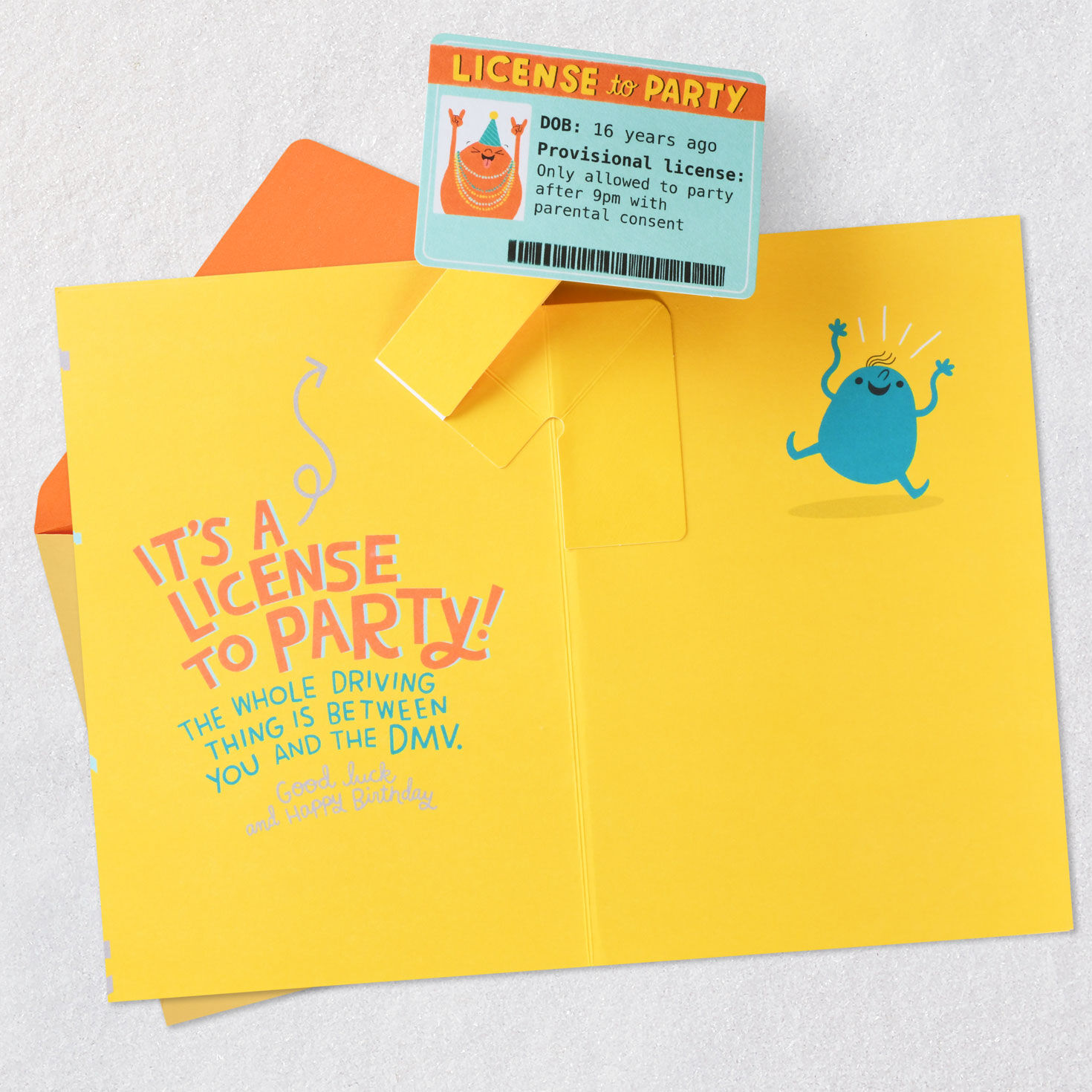 9394-license-to-party-funny-pop-up-16th-birthday-card-4.jpg License to Party Funny Pop-Up 16th Birthday Card