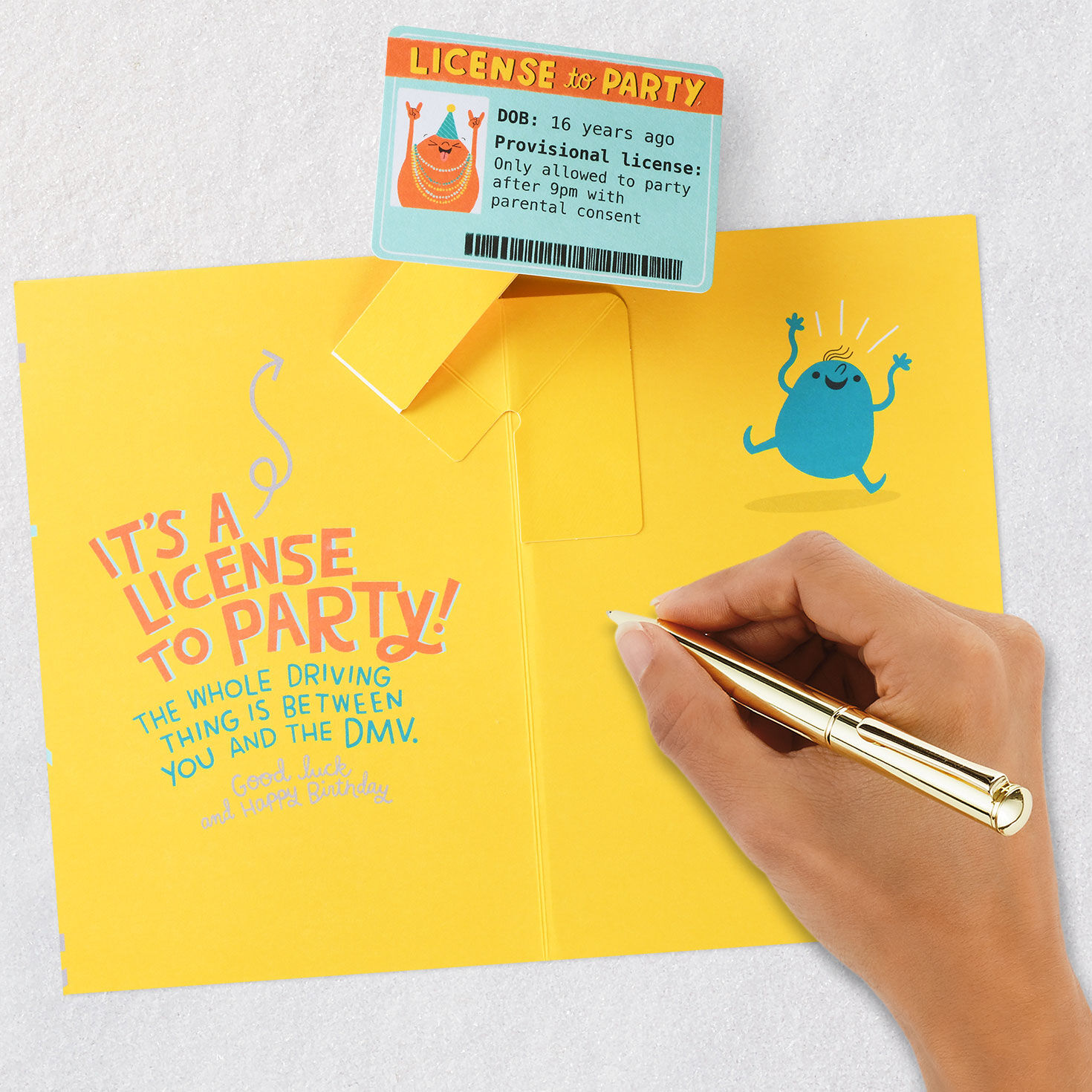 9394-license-to-party-funny-pop-up-16th-birthday-card-7.jpg License to Party Funny Pop-Up 16th Birthday Card