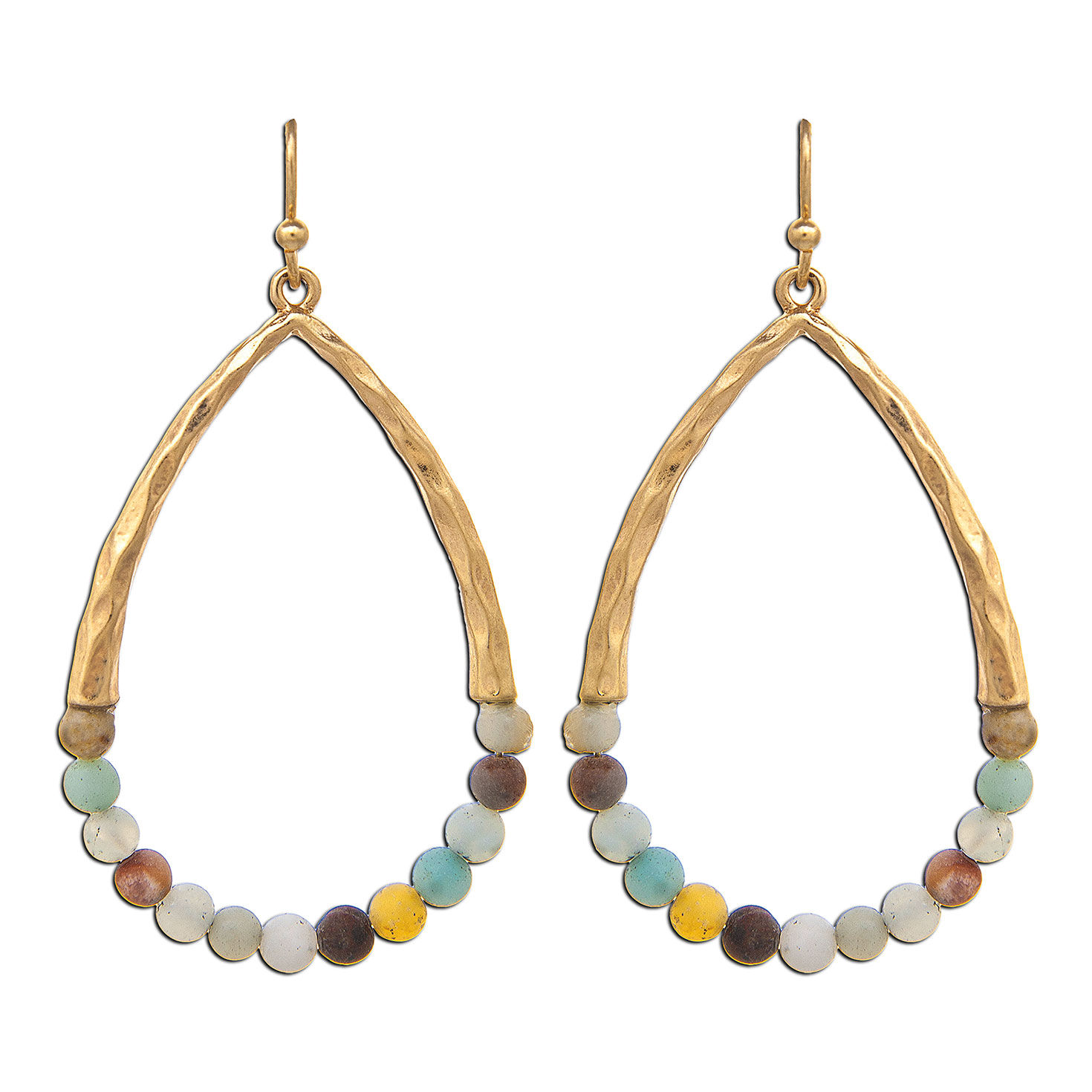 Rain Jewelry Beaded Teardrop Gold Metal Earrings