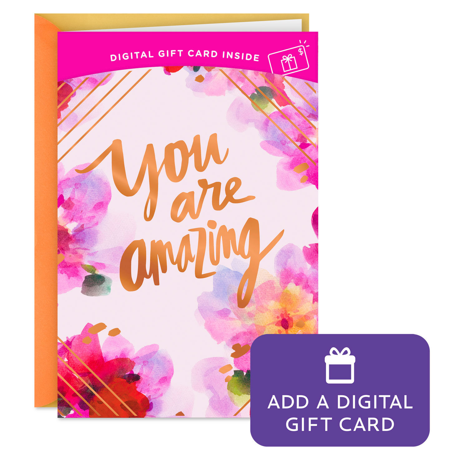 You Are Amazing Watercolor Flowers Gift Card Greeting Birthday Card