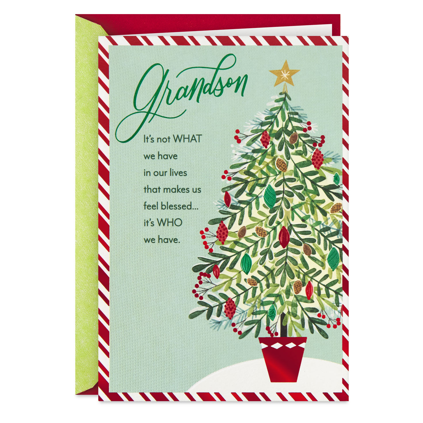 You're a Gift to Thank God for Religious Christmas Card for Grandson