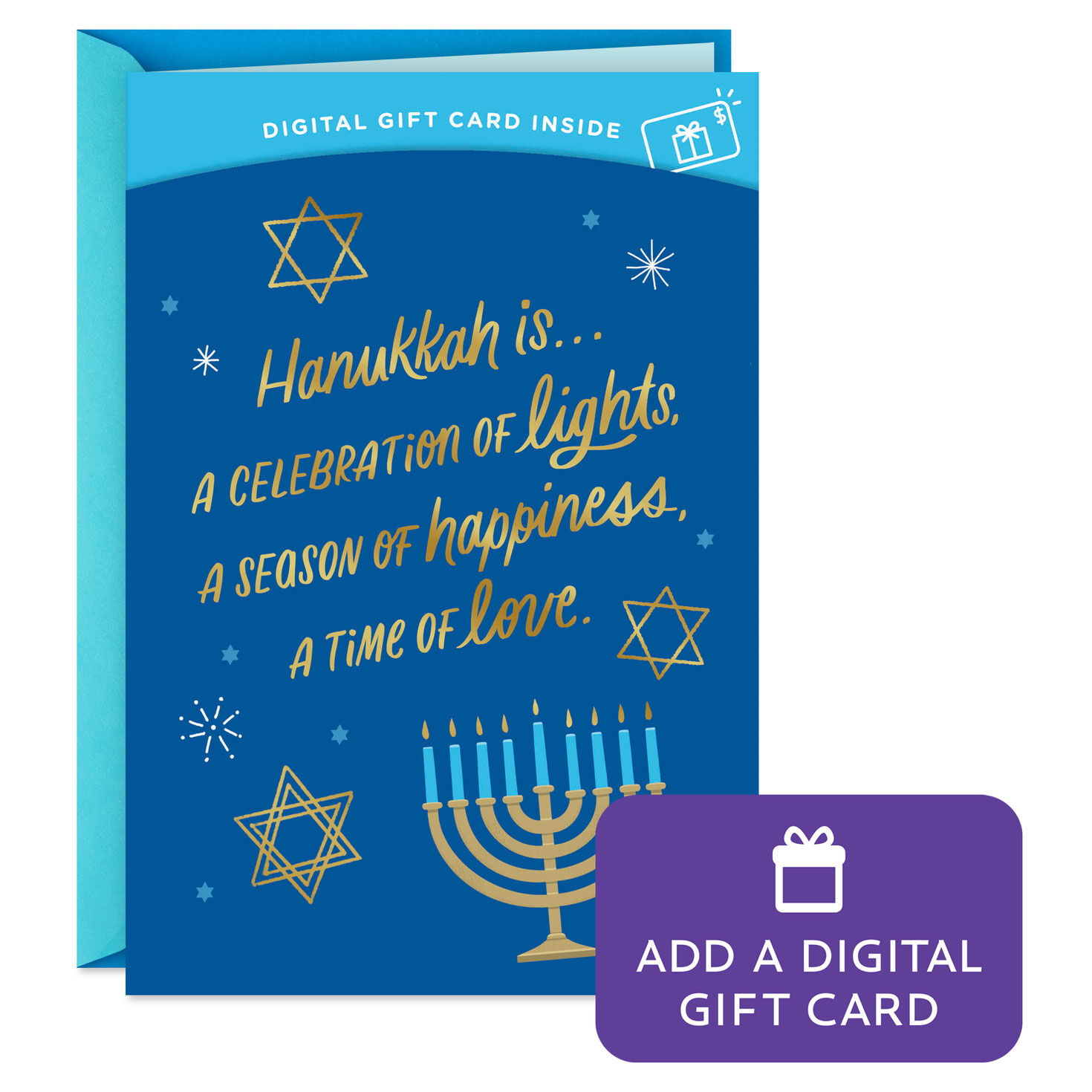 Lights, Happiness and Love Gift Card Greeting Hanukkah Card